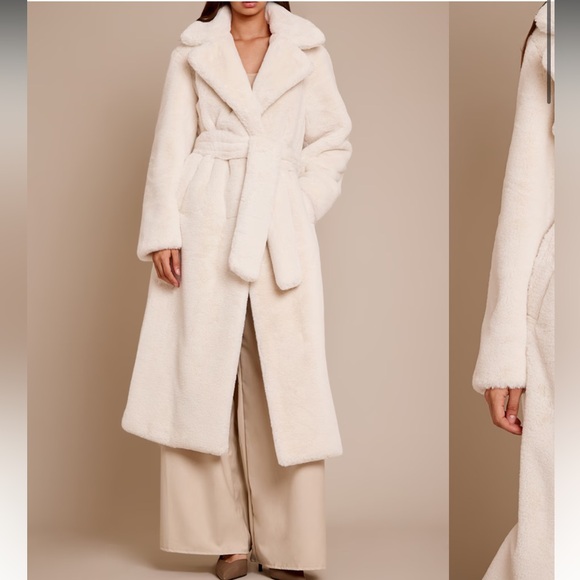 PrettyLittleThing Jackets & Blazers - prettylittlething white fur jacket / fur coat / robe